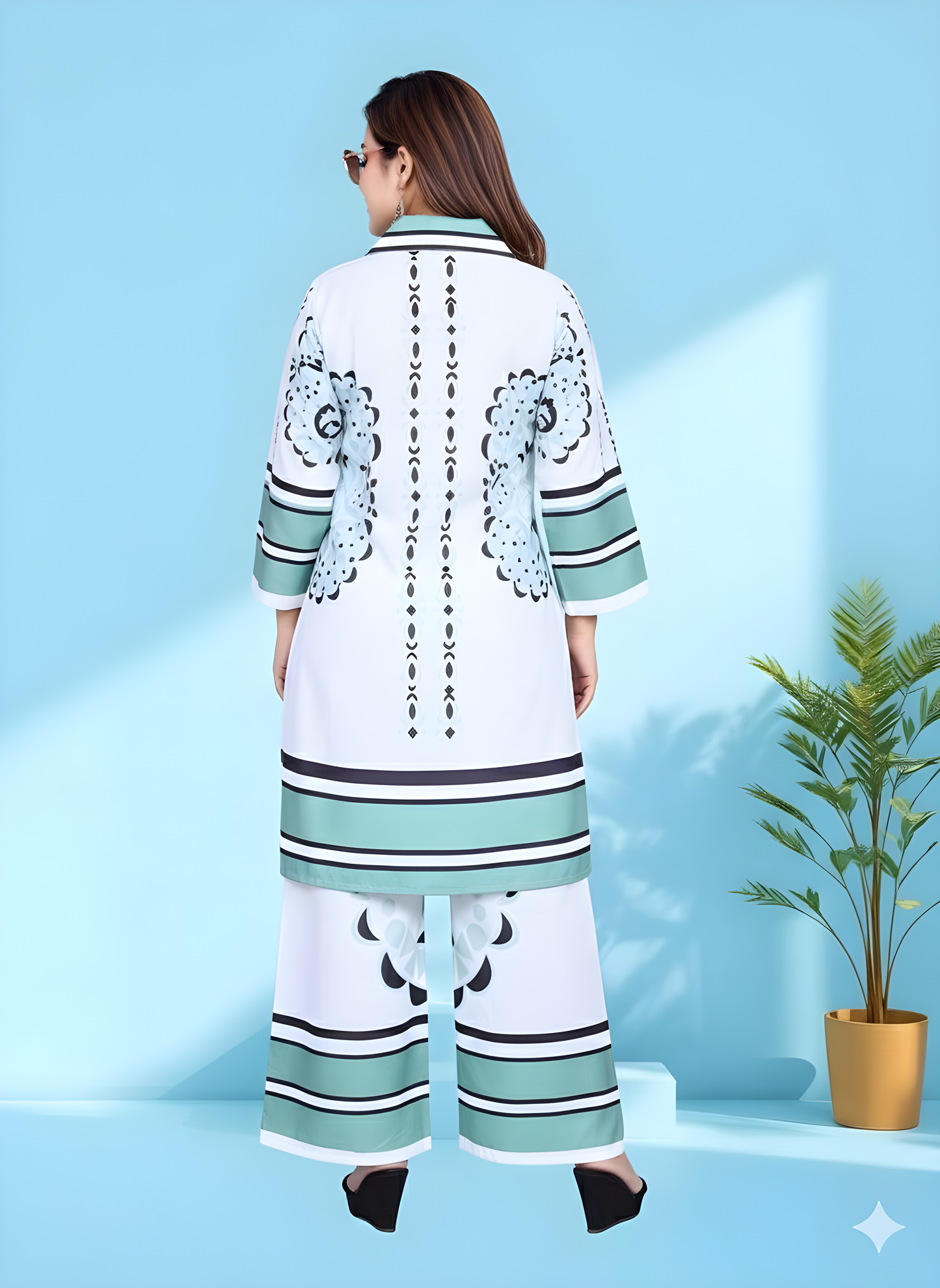 Designer Two-Piece Kurti Pant Set | Floral Print