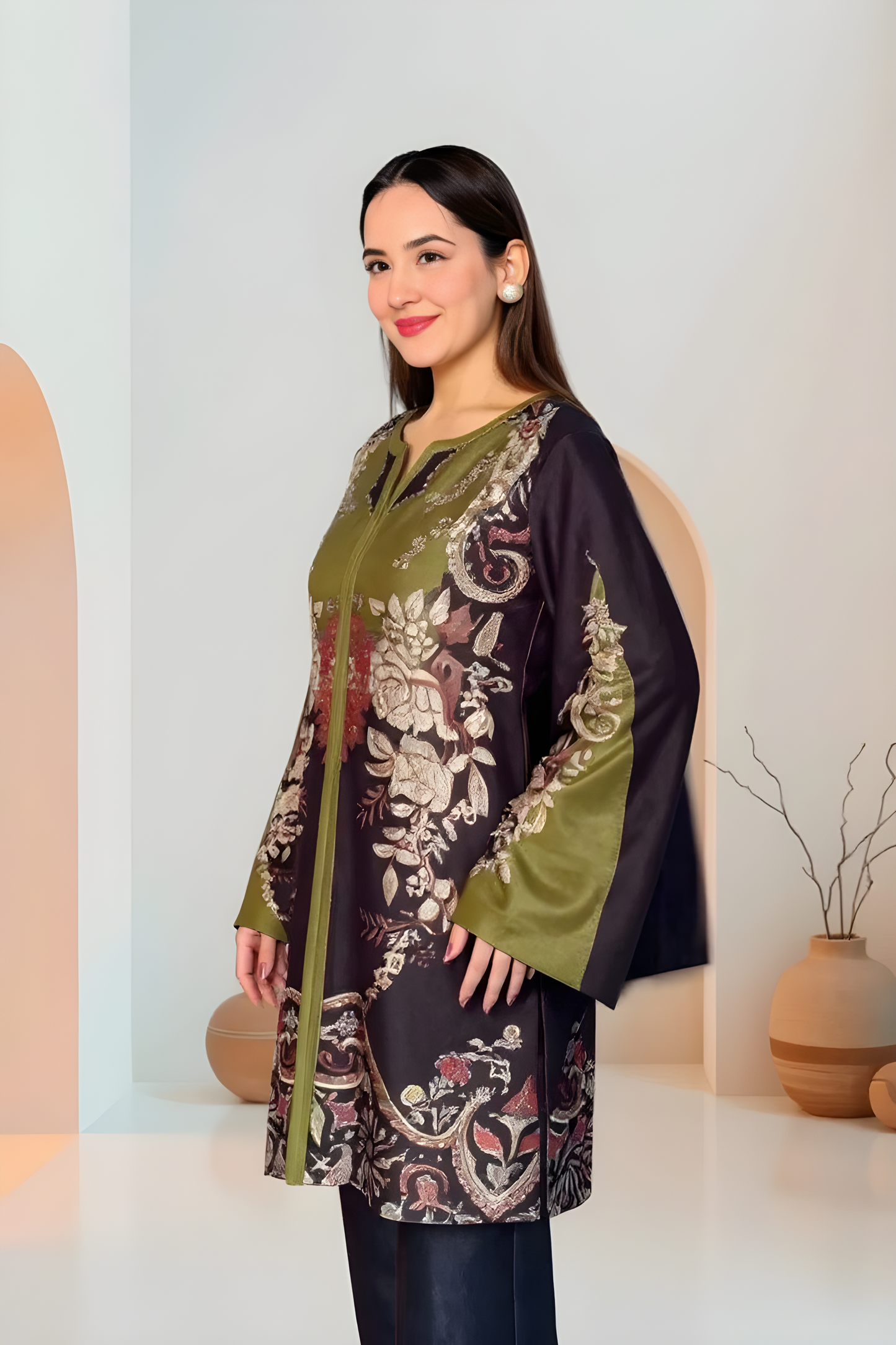Modern Floral Kurti with Pant Set | Women’s Co-ords