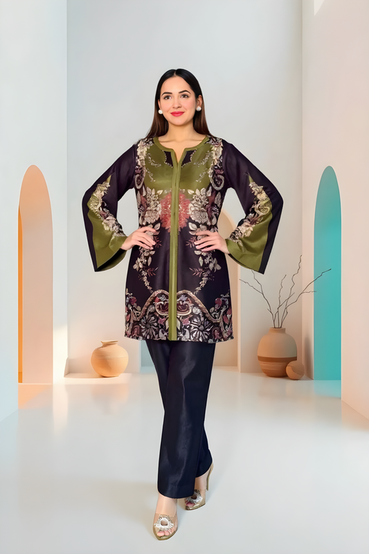 Modern Floral Kurti with Pant Set | Women’s Co-ords