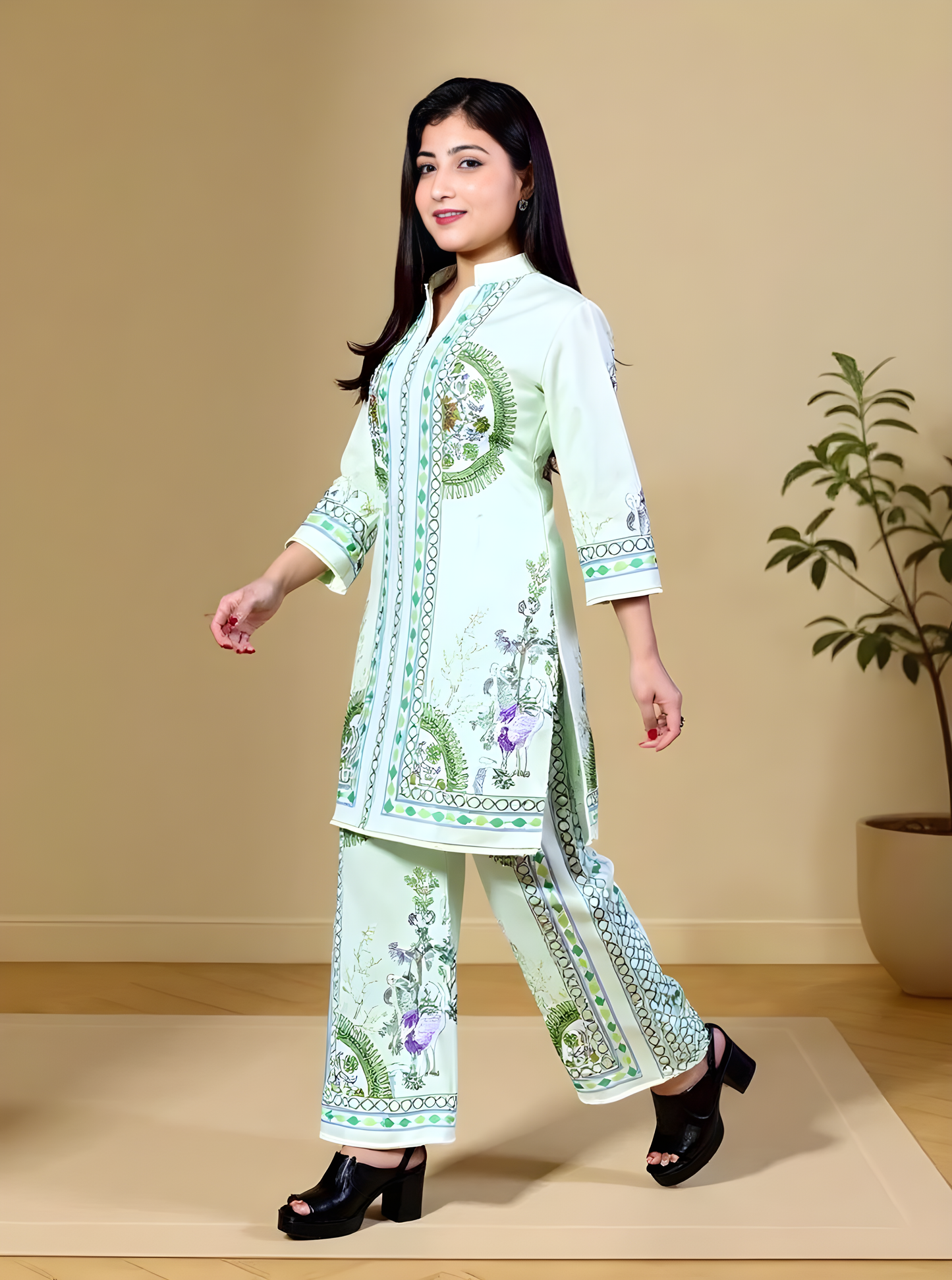 Modern Floral Kurti with Pant Set | Women’s Co-ords
