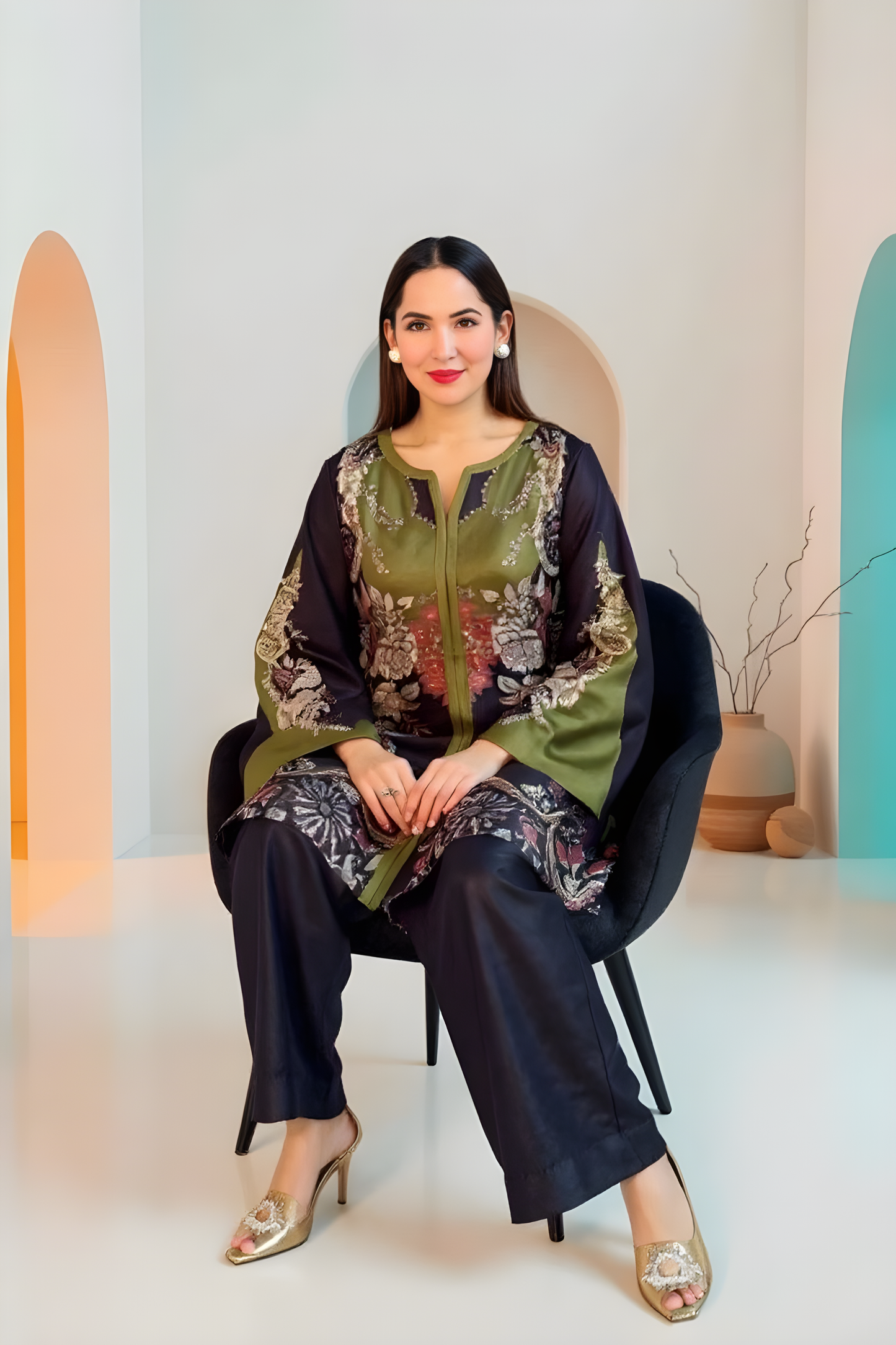 Modern Floral Kurti with Pant Set | Women’s Co-ords