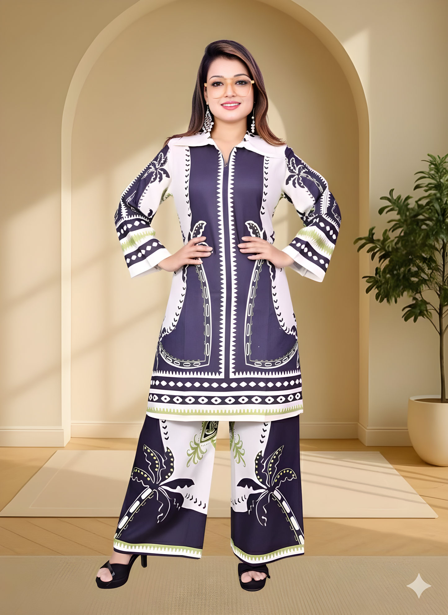 Elegant Printed Kurti Pant Co-ord Set for Girls & Women