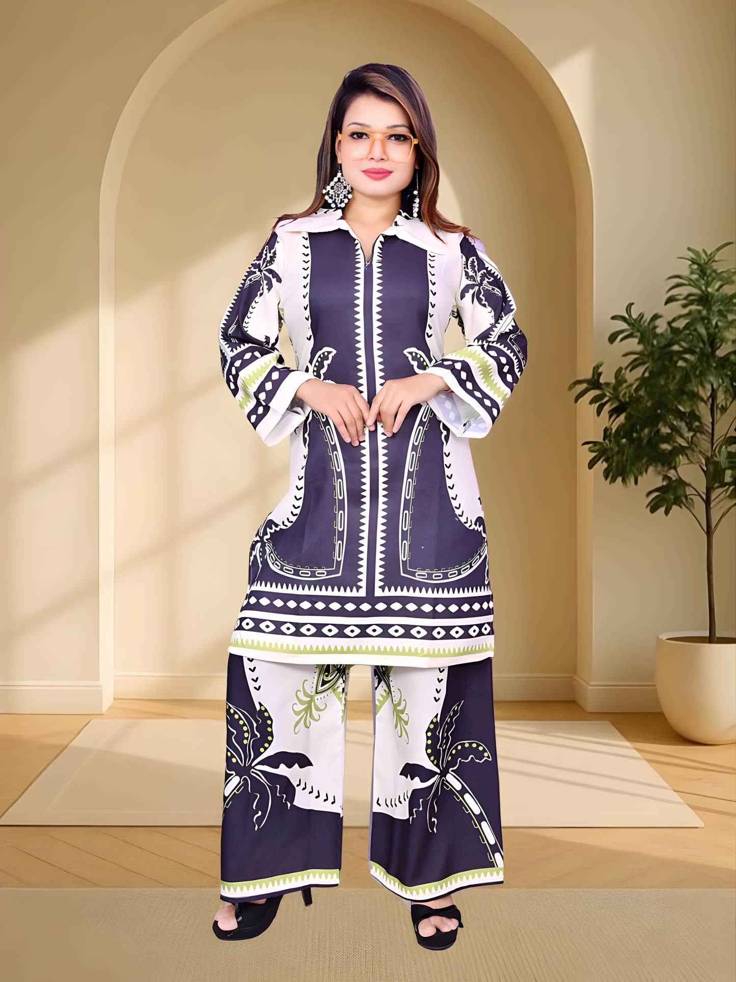 Elegant Printed Kurti Pant Co-ord Set for Girls & Women